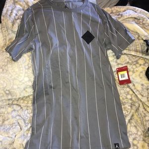 air jordan grey w black stripe shirt